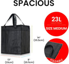 NZ home Medium Insulated Cooler Bag and Food Warmer for Delivery & Grocery Shopping with Zippered Top, Black (1 Pack)