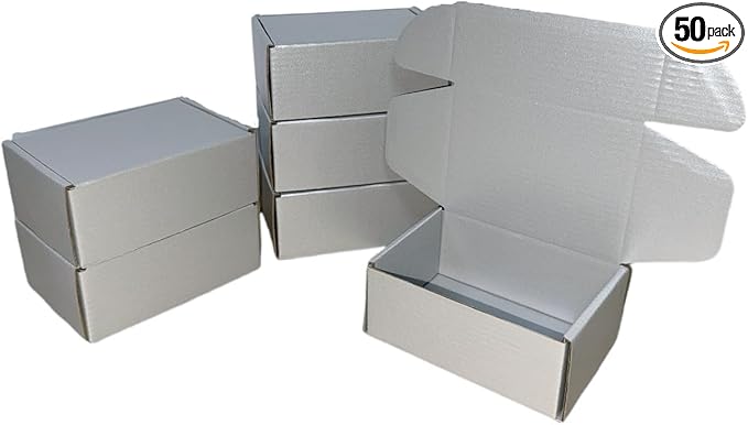 50 Pcs 4.3 x 3.1 x 2 inches Mini Size Corrugated Cardboard Gift Boxes Recyclable Shipping Boxes for Packing Jewelry Ornament Gift Craft Packaging Supplier (Silver, 4.3 x 3.1 x 2")