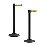 Crowd Control Warehouse CCW Series RBB-100 - Set of 2 Stanchion Retractable Belt Barriers - 7.5 Foot, Yellow"Danger - Keep Out" Black Letters Belt with Black Post - Easy Assembly