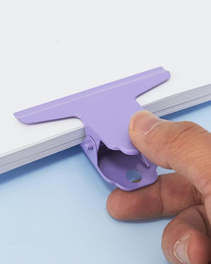 2PCS Extra Large Binder Clips Metal Bulldog Clips Large Paper Clamps Holder Chip Clips for Home School Office Drawing Bag Purple 3inch
