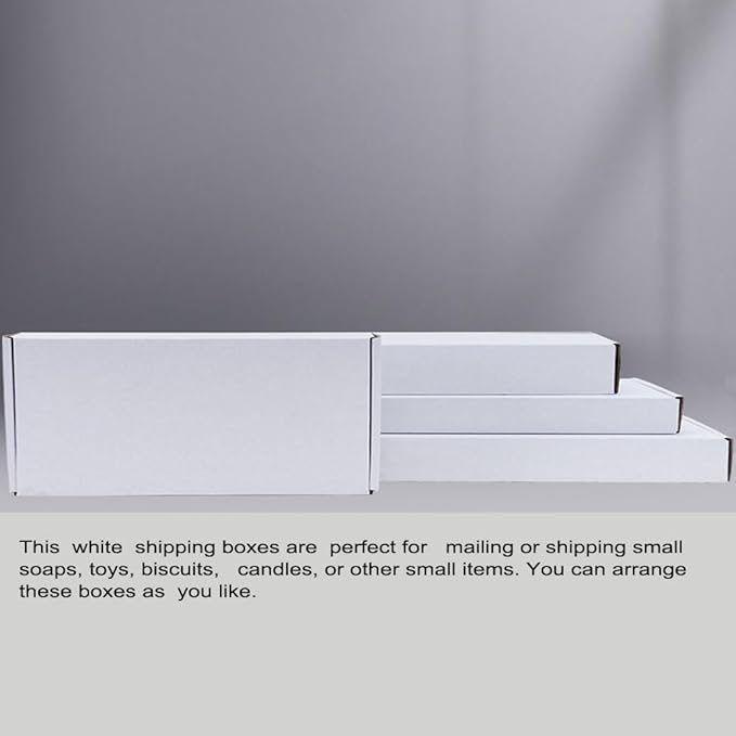 5x5x1.5 inch White Shipping Boxes 50 Pack, Small Corrugated Cardboard Mailer Boxes Bulk for Packaging Business Mailing Gift，Mini Mailer Boxes for Packaging Supplies Business Present
