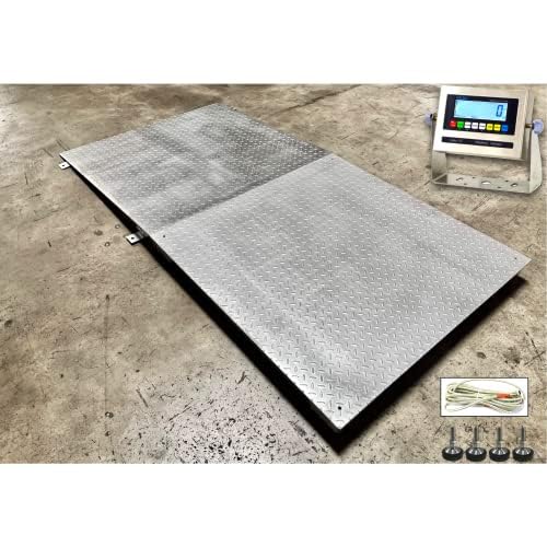 Liberty Scales Galvanized NTEP Heavy Duty Industrial 48" x 48" Floor Scale Accurate Digital Pallet Scales for Warehouse or Shipping Weighing (5000 Ibs x 1 Ib)