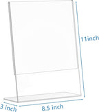 PecMuikee Slant Back Acrylic Sign Holder 8.5 x 11, Clear Picture Photo Frames Display Stand- Freestanding Tabletop Display Stand for Retail, Office, Restaurant , Flyers and Posters (24 Pcs)