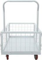 Platform Truck Cart with Cage, 4 in 1 Mutipurpose Handcart with Wheels, 2200lbs Capacity Heavy Duty Push Cart Dolly Foldable Flatbed Cart for Workshops Warehouses Supermarkets