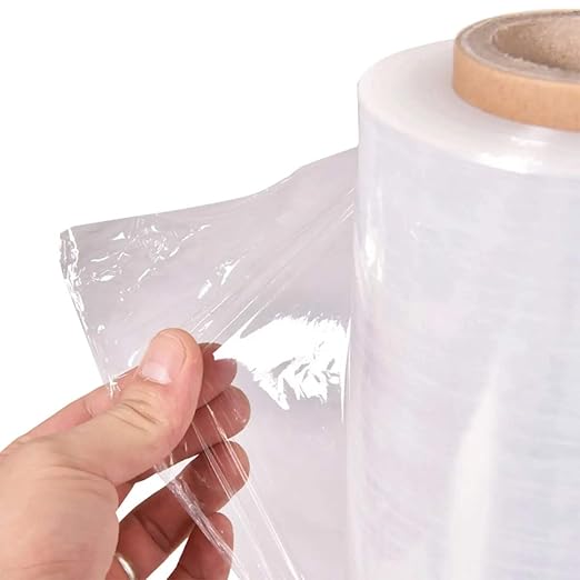 APQ 4 rolls of Cast Hand Stretch Film 12" x 1500'. Hand Stretch Wrap, 80 Gauge Thickness. Excellent Tear Resistance. Clear Residue Free Film for Moving, Shipping, Wrapping. Industrial Grade Cast Film.