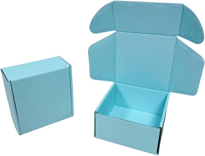 10 Pcs 9.8 x 9.8 x 4 inches Large Size Corrugated Cardboard Gift Boxes Recyclable Shipping Boxes for Mailing & Holidays, Wedding, Birthday, Gifts Packaging (Sky Blue, 9.8 x 9.8 x 4")