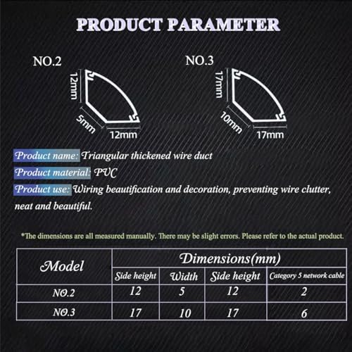 Self-Adhesive PVC Corner Cord Cover, Black Cable Floor Strip Protector for Home & Office, Wire Hider & Management Solution, Mounted Wire Channels (NO.3)