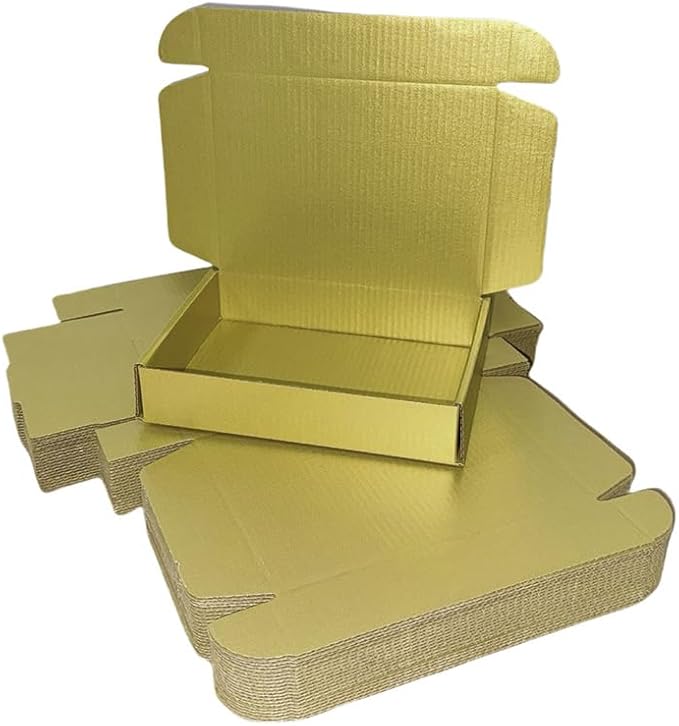 20 Pcs 14.2 x 9.4 x 3.2 inches Shipping Boxes for Small Business Cardboard Corrugated Mailer Boxes for Shipping Packaging Holidays Craft Gifts Giving Products (Gold, 14.2 x 9.4 x 3.2")