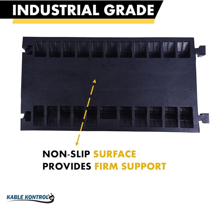 Kable Kontrol Atlas Heavy Duty Cable Protector Ramp - 5 Channel Bulk Wholesale Pallet - 20 Pcs - 36" Long Black & Yellow - 36,000 Lbs Capacity - Rubber Speed Bump Wire Protector Cord Cover - CP9988