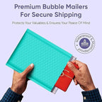 Teal 8.5x12 Inch Poly Bubble Mailers #2 |Self Seal Padded Envelopes | Air Cushioned Bubble Mailer | Usable Size 8.5x11 Inch | 100 Pack Bulk | Waterproof | Lightweight Mailing Shipping Bags