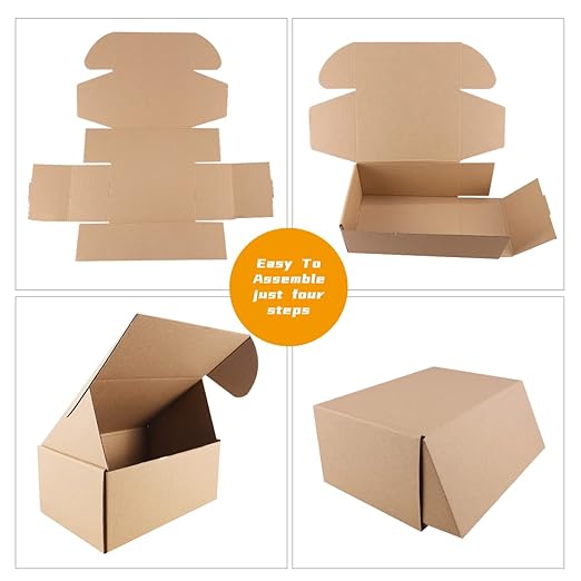 Shipping Boxes, 12"x9"x4"Which is Anti-Impact Come with Exquisite Sealing Label.Suitable E-Commerce Packaging, Shipping Packaging.