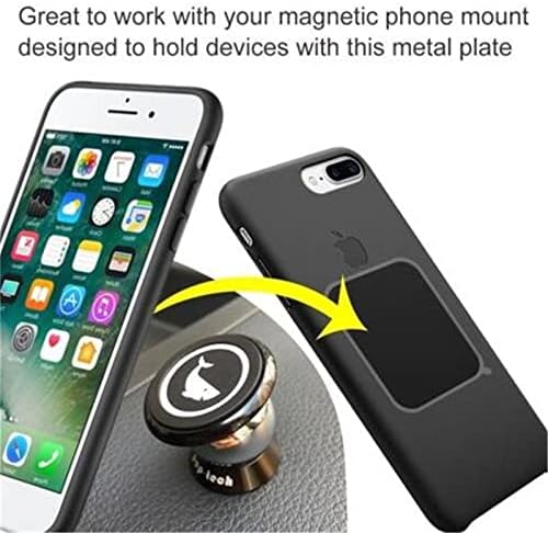SALEX Replacement Metal Plates Set 16 Pack for Magnetic Car Phone Holders, Wall, Air Vent Mounts, Cases, Magnets. Kit of 8 Black Round and 8 Rectangular Iron Discs Without Holes. 3M Adhesive Backing