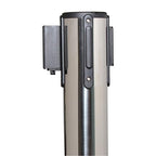 Crowd Control Warehouse CCW Series RBB-100 - Set of 2 Stanchions with Retractable Belts - 11 Foot Red Belt, Polished Stainless Steel Post - Crowd Control Barriers