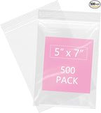 iMailer - 500 Pcs- 5" x 7" Clear Small Zip Bag - Reclosable Zip Plastic Poly Bags 2 Mil with Resealable Lock Seal Zipper for A2 A4 A6 Cards & Envelopes, Bakery, Cookies, Sandwich