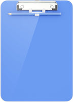 Hongri Plastic Clipboard with Pen Holder, Blue 8.5x11 Letter Size Clip Board for Classroom, Office, Students, Nurses and Women, Low Profile Clip, Size 12.5 x 9 in