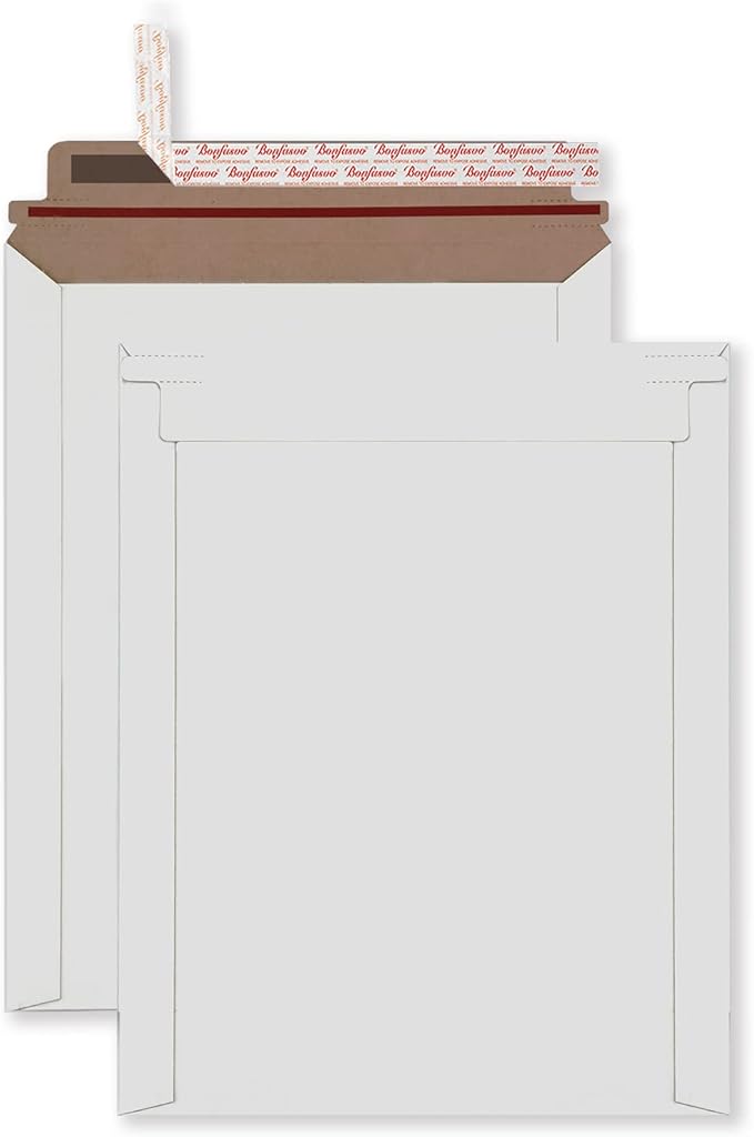 Rigid Mailers 30 Pack 7.5 x 9.5 inches White Self Seal Stay Flat Bulk Cardboard Kraft No Bend Mailers Peel and Seal for Document Photos Pictures Papers Files CD