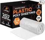 Xpose Safety Clear Plastic Sheeting 2 Pack – 10' x 100' Rolls – Heavy Duty 3.4 Mil Poly Sheet – Waterproof, Dustproof, Vapor Barrier – for Construction, Painting, Industrial Use