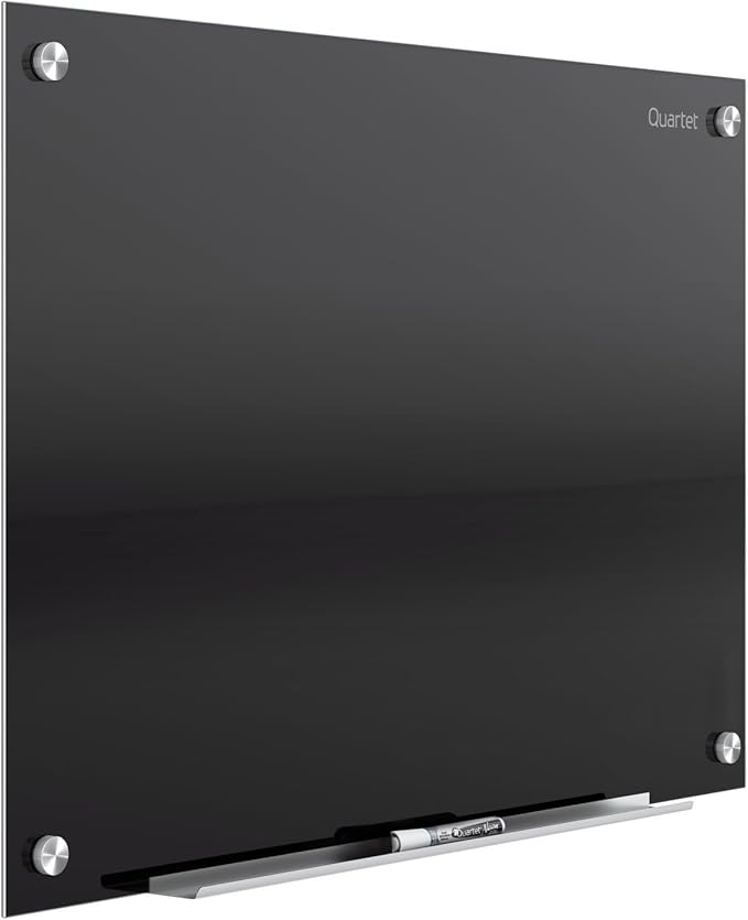 Quartet Magnetic Dry Erase Board, 24" x 18" Glass Whiteboard for Wall, Infinity, Black (G2418B)