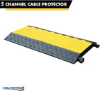 Kable Kontrol Atlas Heavy Duty Cable Protector Ramp - 5 Channel Bulk Wholesale Pallet - 20 Pcs - 36" Long Black & Yellow - 36,000 Lbs Capacity - Rubber Speed Bump Wire Protector Cord Cover - CP9988