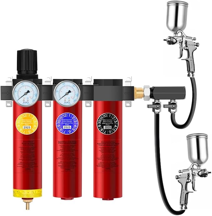 NANPU Z Series 3-Stage Air Filtration System - Sintered, Fine, & Charcoal Filters, 3/4" NPT Inlet, 1/4" NPT Outlet Module, 0-230 psi Gauge, 127 CFM @ 6 bar, Metal Housing, Heat Resistant to 248°F