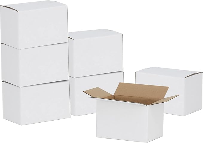 6x4x4 inches Shipping Boxes 30 Pack, Kraft Corrugated Small Cardboard Boxes for Mailing Packing, White