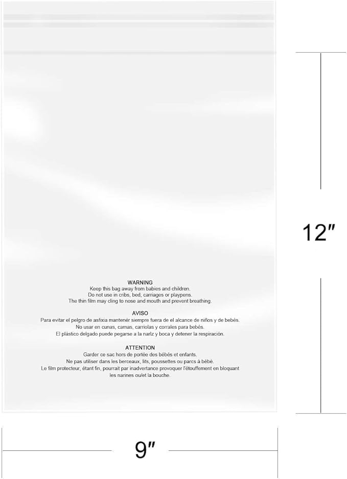 iMailer - 500 Pcs - 9" x 12", Suffocation Warning Self Seal Clear Plastic Poly Bags 1.6 Mil for A4, Letter Sized Documents, Marketing Materials, Clothes-Permanent Glue