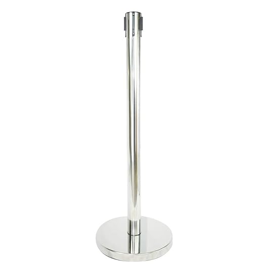 VIP Crowd Control Retractable Belt Stanchion Queue Safety Barrier Set, 36" Ht, 78" Belt + Wall Bracket (6 Mirror Posts Red Belt + SFrame + WBracket)