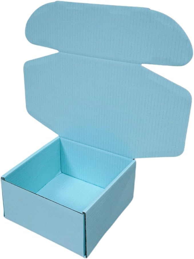 15 Pcs 6 x 6 x 3 inches Corrugated Cardboard Gift Boxes Recyclable Shipping Boxes for Mailing & Holidays, Wedding, Birthday, Gifts Packaging (Sky Blue, 6 x 6 x 3")