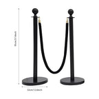 4 PCS Stanchion Posts with 2 Velvet Ropes, Black & Gold Crowd Control Barriers with Fillable Base, Stainless Steel Ball Top Poles for Event, Red Carpet, Museum & Wedding Decor