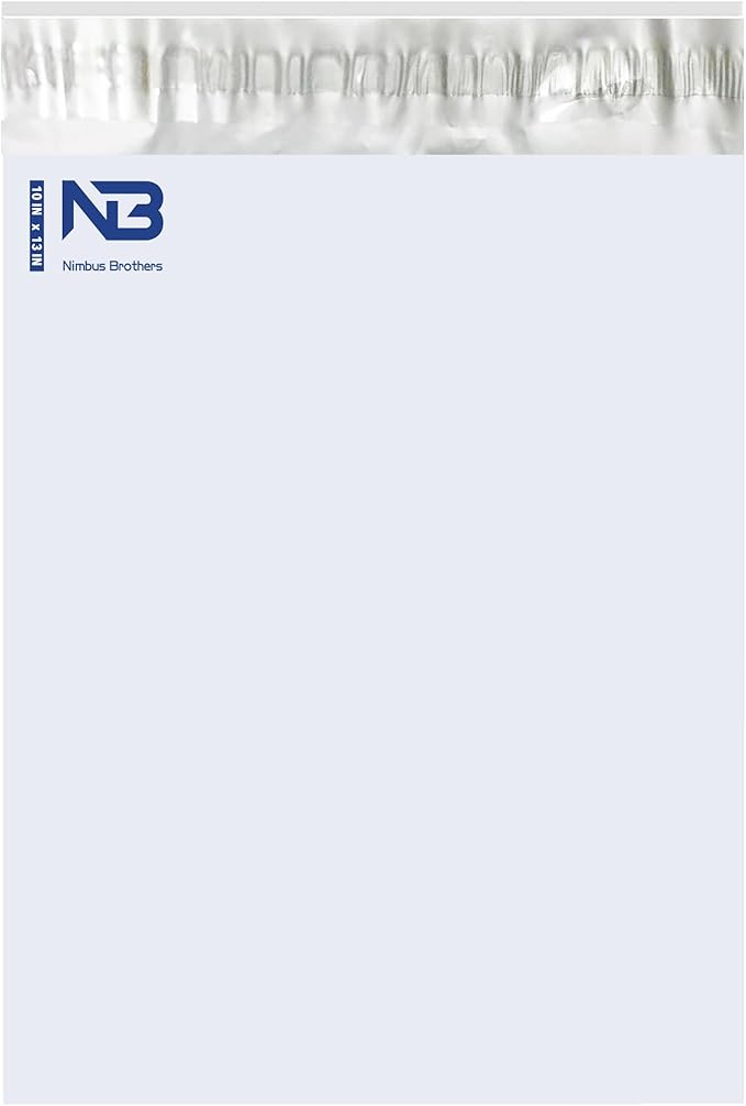NB 10x13 Inch - 100 Pcs White Poly Mailers Strong Adhesive Self-Seal Shipping Envelopes, Tear & Water Resistant Packaging for E-Commerce and Small Business