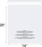 iMailer - 500 Count - 14" x 20" Clear Plastic Poly Bags with Suffocation Warning Self Seal 1.6 Mil for Clothing, T-Shirts, Pants - Resealable Adhesive,Not Strong
