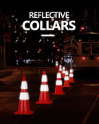 BATTIFE 28 Inch Traffic Safety Cones 6 pcs with Reflective Collars, PVC Orange Construction Cones for Home Road Parking Use
