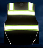 Black Safety Vest, XX-Large, Men's Professional Surveyors Vest with Zipper and Utility Pockets