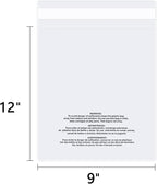 iMailer - 500 Count - 9" x 12" Clear Plastic Poly Bags with Suffocation Warning Self Seal for A4, Documents, Clothing, Shipping, Packaging - Resealable Adhesive, Not Strong
