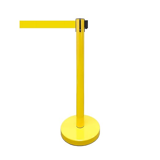 VIP Crowd Control Retractable Belt Stanchion Queue Safety Barrier Set, 36" Ht, 78" Belt (2 YEL Posts Yellow Belt)