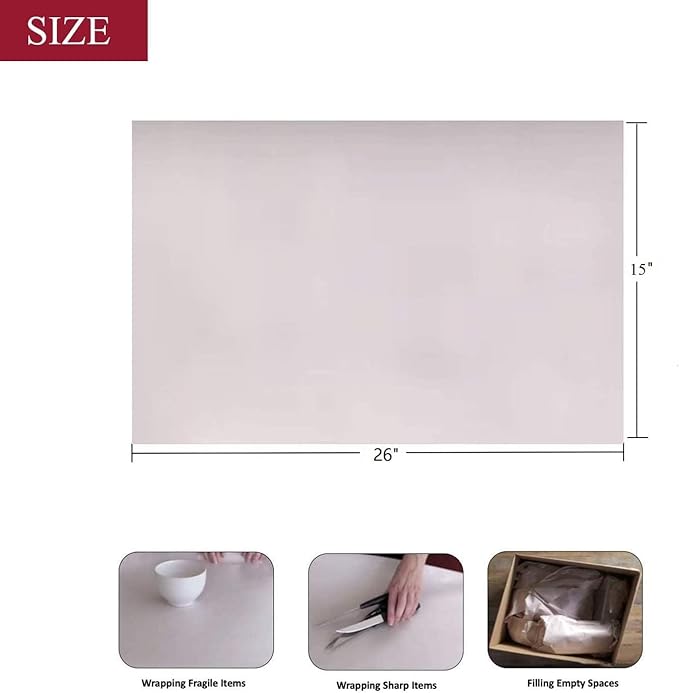 WAUPPY Newsprint Packing Paper Sheets for Moving, Shipping, Box Filler, Wrapping and Protecting Fragile Items 2.6 Lbs (100 Sheets, 26” x 15”)