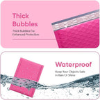 Hot Pink 8.5x14.5 Inch Poly Bubble Mailers #3 | Self Seal Large Padded Envelopes | Air Cushioned Bubble Mailer | Usable Size 8.5x13.5 | Waterproof Lightweight Mailing Shipping Bags | 100 Pack Bulk