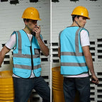 BeautyWill Safety Vest 1 pcs Customize Logo Class 2 High Visibility Reflective Vest with 5 Pockets Construction Security Work Vest ANSI/ISEA Standards