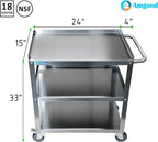 15 in. Wide X 24 in. Long X 33 in High | 3 Shelf Metal Utility Cart on Wheels with Handle