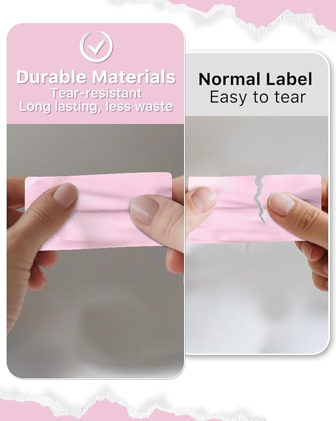 iEager 2x1 Inch Thermal Labels, Pink Rectangle Thermal Printer Stickers, Durable Shipping Label Printer Sticker for Barcode, Name, Address, 1000 Labels/Roll