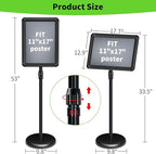 6Pack Adjustable Pedestal Sign Holder - 11''x17'', Floor Standing Poster Stand for Vertical/Horizontal View, Outdoor/Indoor Sign Holders (Black, Round)