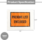 Packing List Enclosed Shipping Envelope 5.5"x10" Full Face Pouches Adhesive Bags Case of 1000