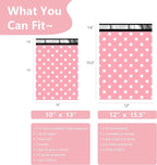 Thank You Poly Mailers 10x13 Inch 100 Pcs - Pink Dots printed Shipping Bags, 2.4mil Thickness, Waterproof and Tear Resistant Mailing Envelopes, Self-Sealing Packaging Bags for Small Business