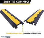 Kable Kontrol Atlas Cable Protector Wire Ramp - 2 Channel Bulk Wholesale Pallet - 10 Pcs - 39" Long Black & Yellow - 20,000 Lbs Load Capacity - Rubber Speed Bump Wire Protector Cord Cover - CP9972