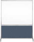DivideWrite Mobile Whiteboard | Double Sided Dry Erase Board | Portable Office Cubicle Partition | Display for Classrooms, Conference Rooms, Meeting Areas and More | Ocean Fabric 5' Wide X 6' Tall