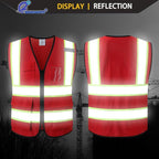 Reflective Mesh Safety Vest for Men Women with 5 Pockets and Zipper Front High Visibility Mesh Vest Hi Vis Construction Work Vest,Meets ANSI/ISEA Standards(EK175-Red-3XL)