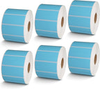 BETCKEY - 2.25" x 1" File Folder & Multipurpose Labels Compatible with Zebra & Rollo Label Printer,Premium Adhesive & Perforated[Light Blue, 6 Rolls, 9000 Labels]
