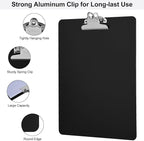ZCZN Metal Clipboard, 4 Pack Heavy Duty Aluminum Clipboards 12 x 9 Inches, A4 Letter Sizer Document Holder with High Capacity Clip, Suitable for School, Office, Jobsite or Medical Staff, Black