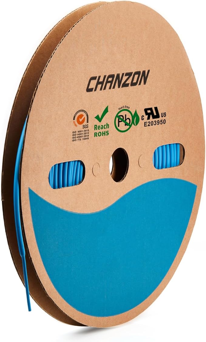 Chanzon 2:1 Ratio - 80Ft Roll - 3/32" (2.5mm) Heat Shrink Tubing 2:1(25M Total Length) Blue Polyolefin Sleeving Wrap Shrinking 2 to 1 1pcs