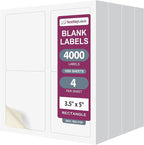 NextDayLabels – 3.5" x 5" Rectangular Sticker Labels for Printer - White Laser/Inkjet Printer Labels Return Address Labels Shipping Label Stickers (1000 Sheets, 4 Per Sheet, 4000 Labels)